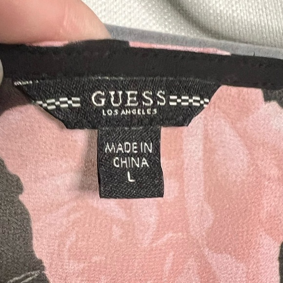 Guess Black and Pink Floral Sheer Long Sleeve Blouse Large - Picture 6 of 10